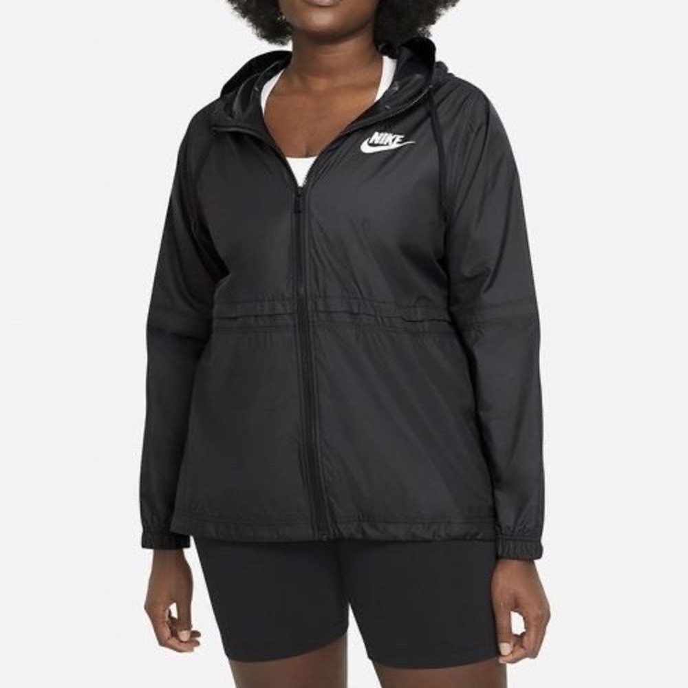 Nike Sportswear Woven Jacket Women's 2X Black Hooded Plus Size AJ2984-010